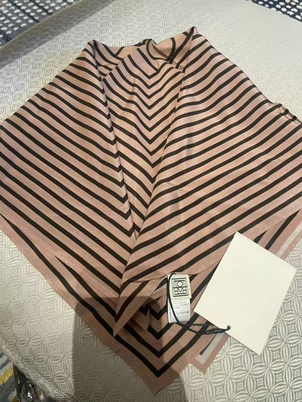 Toteme Brown Geometric Silk Scarf